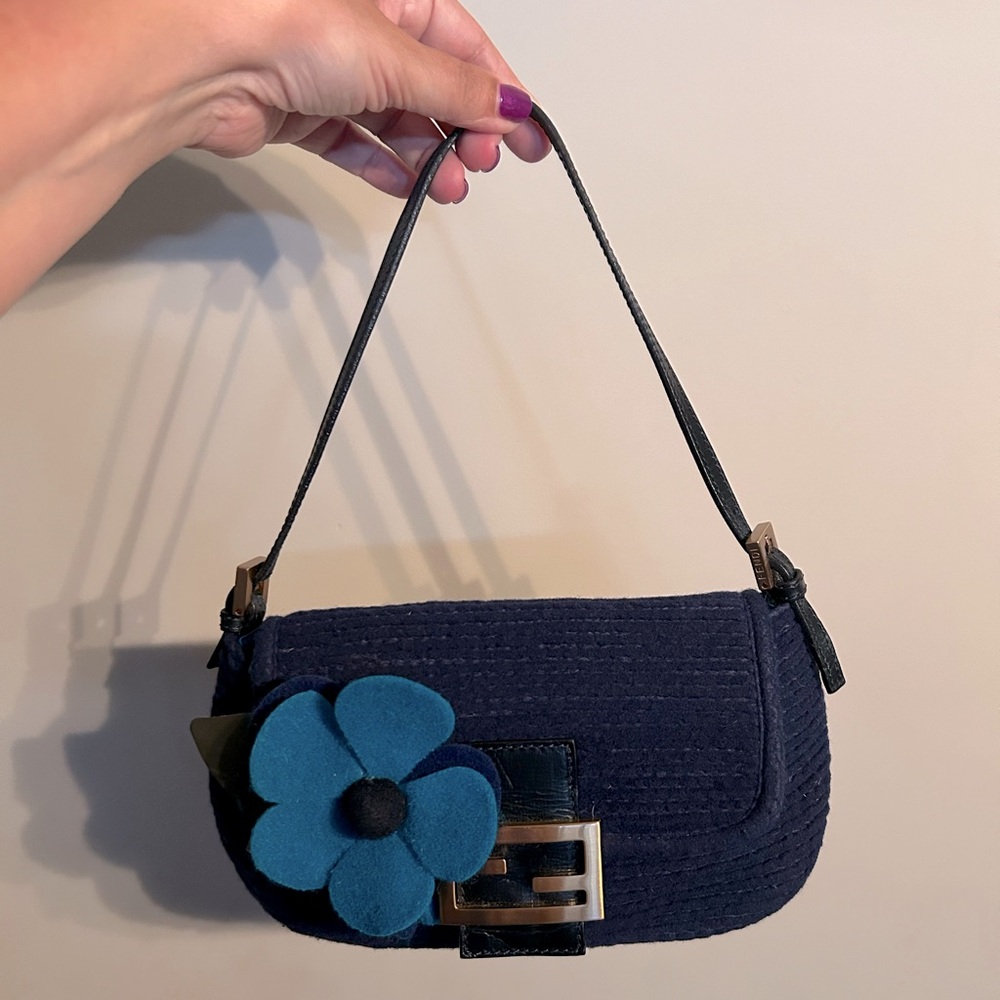 Authentic FENDI baguette wool handbag